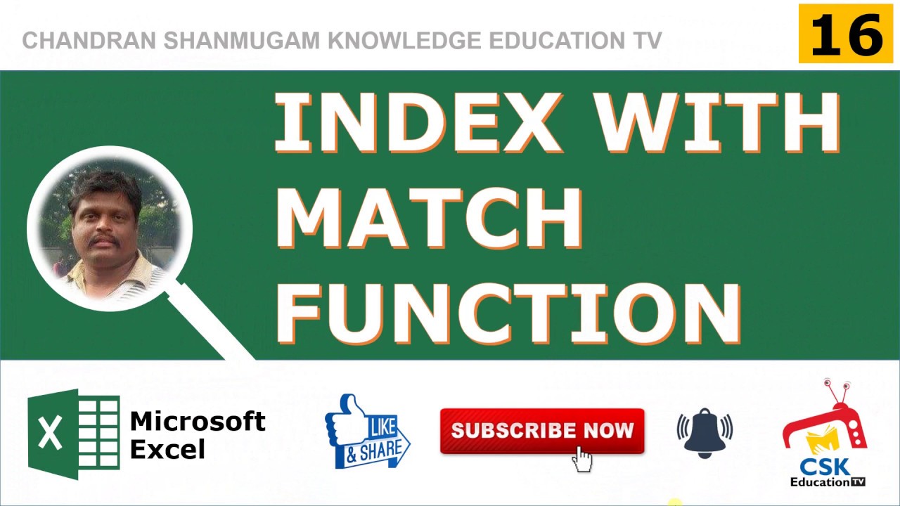 INDEX WITH MATCH FUNCTION - YouTube