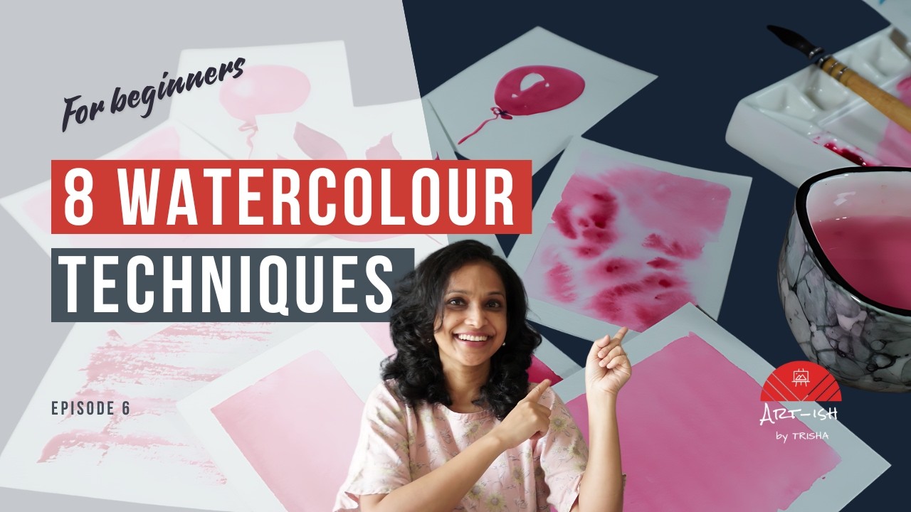 Watercolour Techniques for Beginners to Practice & Perfect. Flat & Graded Wash, Wet on Wet, and more