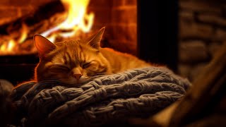Засыпайте под мурлыканье оранжевого малыша 🔥 Уютный камин и звуки мурлыкающих кошек ASMR
