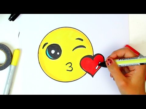 How to Draw and Color Kissing Emoji step by step - EASY and Cute