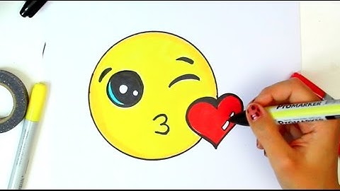 How to Draw  and Color Kissing Emoji step by step - EASY  and Cute drawing