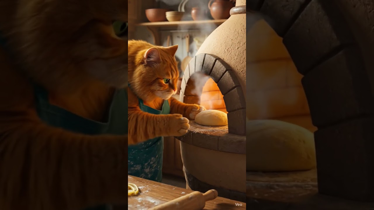 cat chef cooking 😋