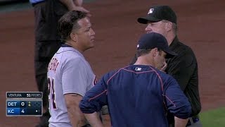 DET@KC: Miggy ejected after disputing a strikeout