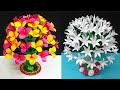 2 flower bouquet DIY made with Plastic bottle and Paper | Best out of waste -  room décor idea