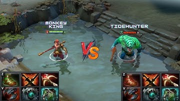 Dota 2 | Monkey King vs Tidehunter | Normal Attacks Only | Same Full Items