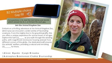 B2 Multiple choice gap fill about the Animal Kingdom Zoo part 1 (with ANSWER)