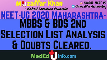 NEET UG-2020 Maharashtra State MBBS BDS 2nd Selection List Analysis || Mop up Round Procedure