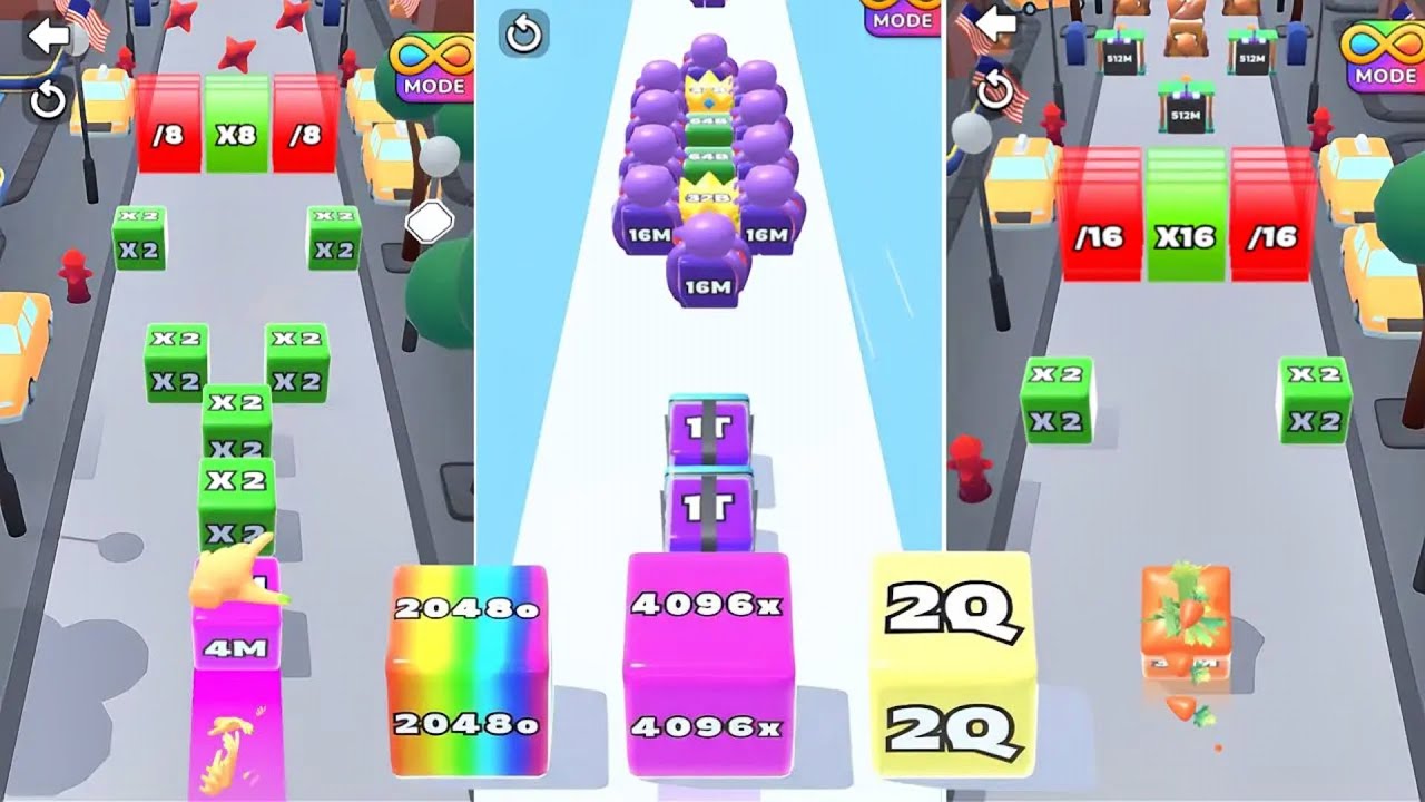 Jelly Run 2048 Triple Shape Showdown | 128M vs 4096e vs 16l |Extreme Merge Race | Part 13