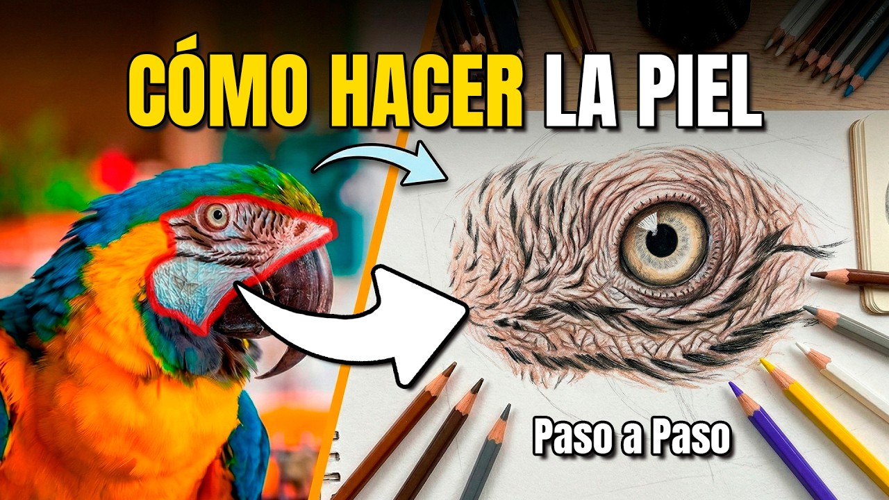 Papagayo HIPERREALISTA con lápices de colores | LA PIEL | Soy Danny