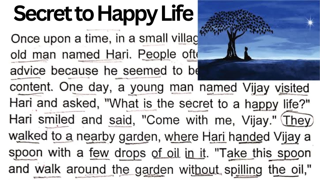 Secret to Happy Life | English story reading |Story in Past Tense ...