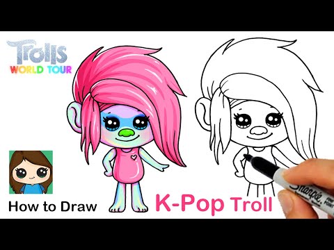 how to draw a kpop troll  trolls world tour  youtube