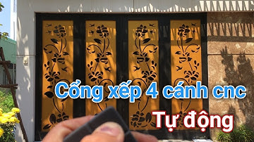 Mẫu cổng sắt 4 cánh xếp tự động - cổng tự động | Trinh AGS