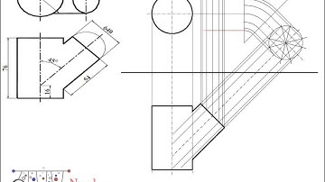 Engineering Drawing Tutorials/Intersection of solids with front view and slide view (T 10.5)