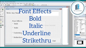 Microsoft Visual Basic 6.0 Program for using Bold, Italic, Underline, Strikethru effects on Text