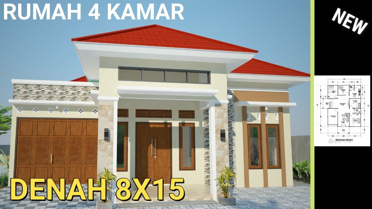 Desain rumah  tropis modern ukuran  10x15  1 lantai 4  kamar  