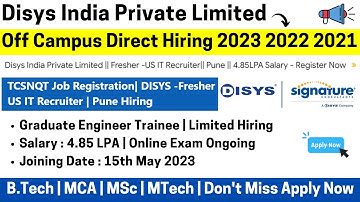 Disys India Biggest Off Campus Direct Hiring 2023 | 2022 | 2021 BATCH Exam Ongoing Joining 15 May