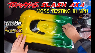 Traxxas Slash 4x4 - Post Crash Testing - 111Mph and running straight.
