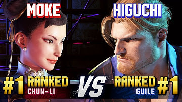 SF6 ▰ MOKE (#1 Ranked Chun-Li) vs HIGUCHI (#1 Ranked Guile) ▰ High Level Gameplay