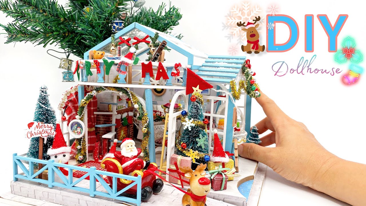 DIY Miniature Dollhouse kit ll Christmas snowy night doll house ll