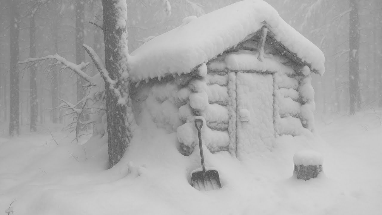 24 Hours Surviving in an Off Grid Log Cabin | Off Grid Winter in a ...
