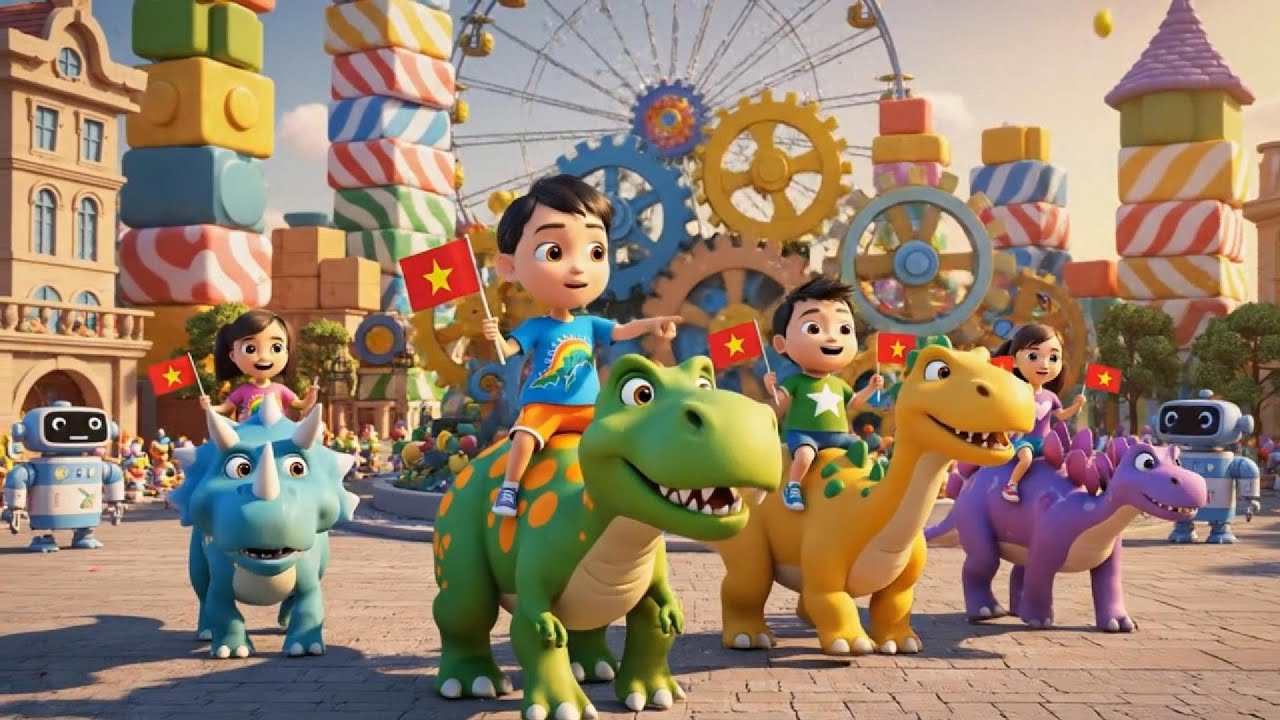 Дети катаются на динозаврах в игрушечном городе 🦖 | YouTube Kids