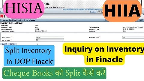 POSB cheque inventory Split Procedure | Inventory Inquiry