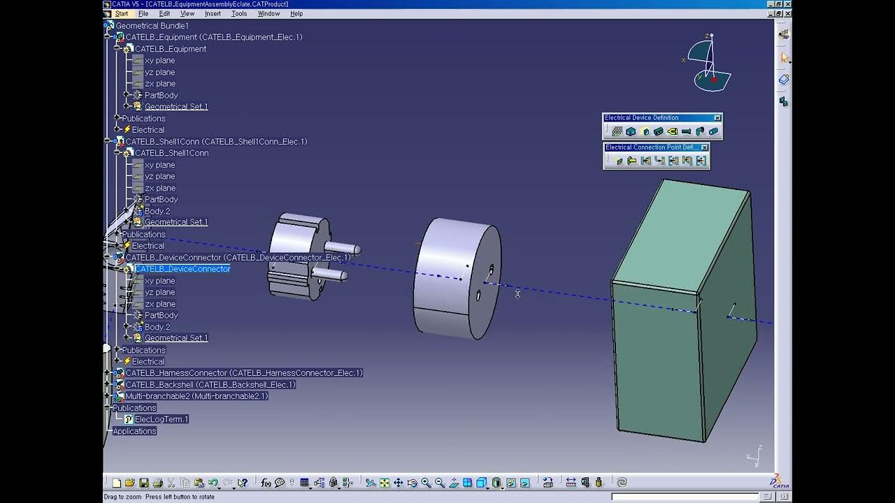 CATIA V5 Electrical Design Library ( Device & Connector의 관계) - YouTube