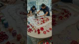 Red Floral Epoxy Coffee Table 🌹✨ | Human-Paced Resin Creation #shorts #art #resinworkshop #diy