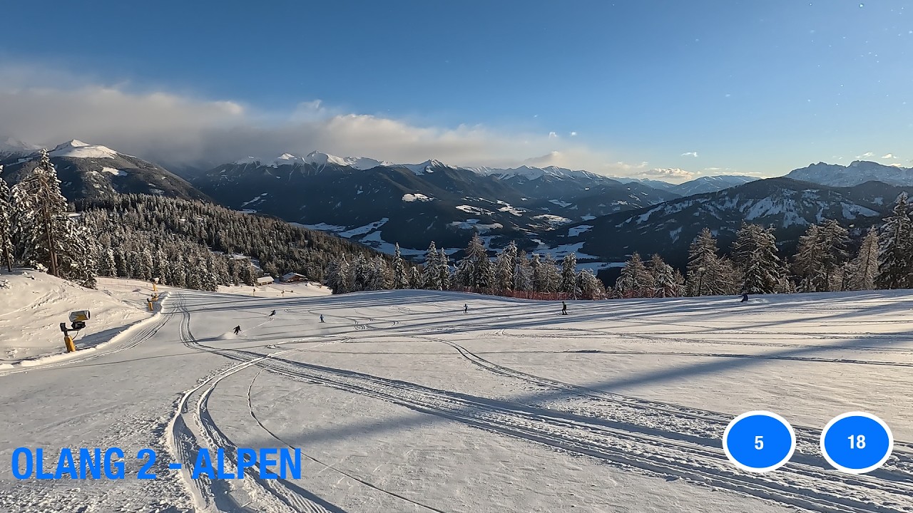 PLAN DE CORONES - 4K - OLANG 2 + ALPEN EASY SLOPE #5 #18 - KRONPLATZ. FRESH SNOW IN THE MORNING