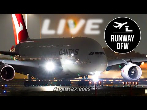 LIVE 🔴 DFW Airport ✈️ Plane spotting at night 🌟 August 27, 2025