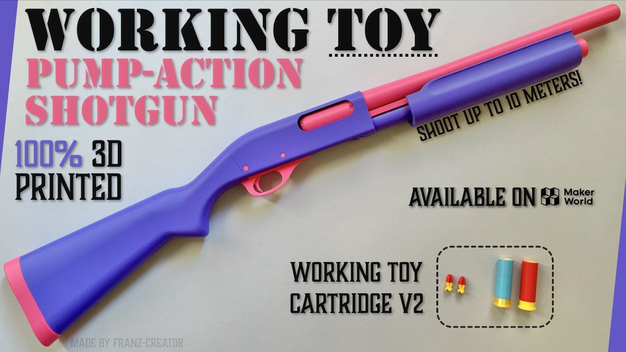 Working Toy Pump-Action Shotgun ○ 100% 3D Printed - YouTube