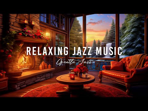 Relaxing Jazz Music & Fireplace Sounds in a Cozy Coffee Shop Ambience for Sleeping, Studying