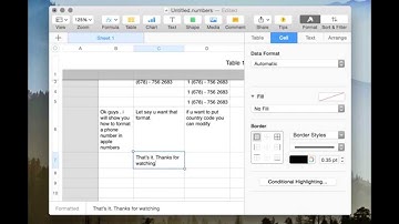 how to format phone number in Apple Numbers