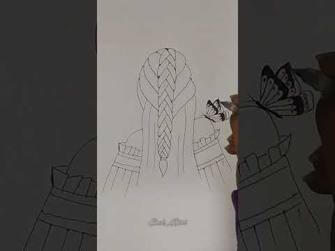How_to_draw_a_girl_backside_braid_hairstyle 💫💕| Girl drawing 💕💕| #status #artwork #video