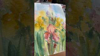 Painting irises in a loose style #watercolor #tutorial #flower #spring #art #watercolorpainting