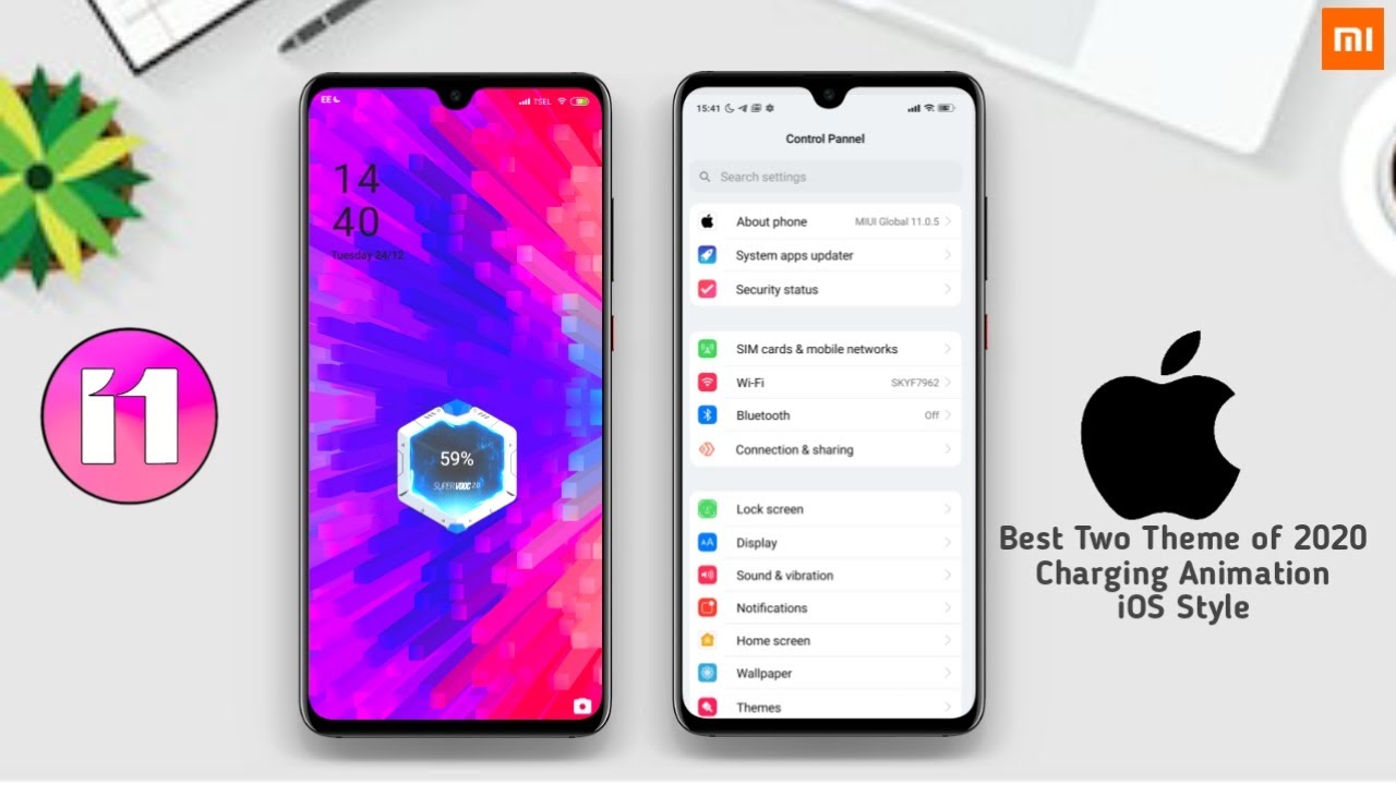 TOP TWO MIUI 11 THEMES | IOS THEME WITH CHARGING ANIMATION, BATTERY ICON CHANGE, MIUI 11 THEME
