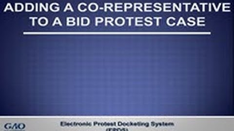 GAO’s E-Filing System - Adding a Co-Representative to a Bid Protest Case
