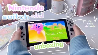 unboxing📦 nintendo switch oled (white)🎮 _cute & aesthetic 🌸: accessories, decorating, kirby, asmr