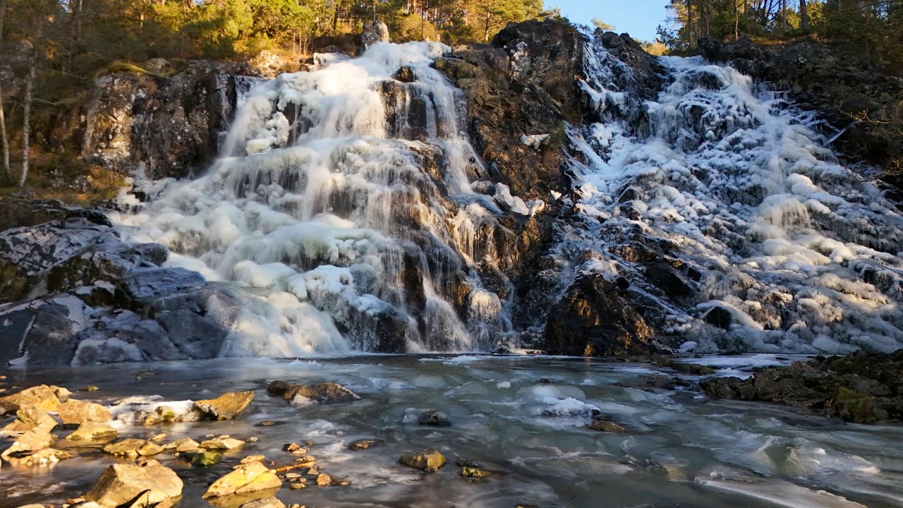 Cinematic Drone Footage of a Frozen River