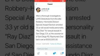 LAPD confirms Ray Diaz has been arrested for sexual assault with $500k bail