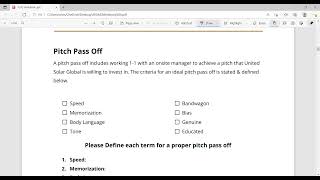 USG Workbook Chapter 4: Pitch Pass Off