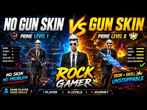 Evo Gun Skin vs Free Gun Skin🤯 #freefire #primelevel8 vs #primelevel 1 #freefireindia #freefiremax 