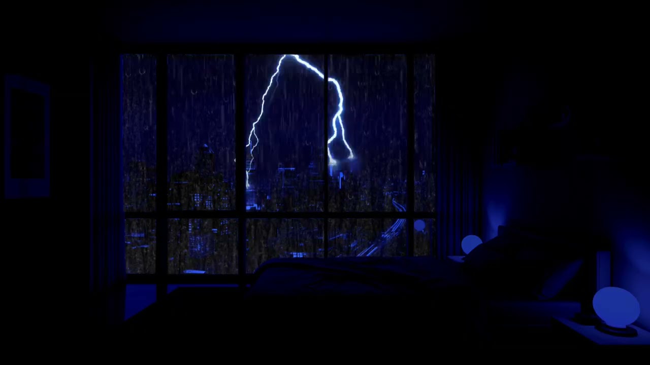 Heavy Rain & Thunder in City at Night 🌩️ Sleep Fast, Stress Relief ASMR