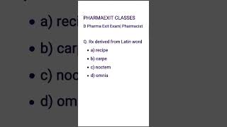 D Pharma Exit Exam Pharmacist