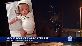 Vigil for baby killed in stolen car crash