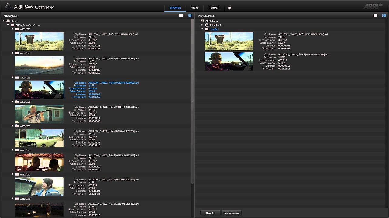 ARRI Tech Talk: ARRIRAW Converter - Add Clips to the Project Files Tree ...