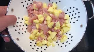 10 week old american akita puppy Accio gets a delicious lunch chicken and potatoes