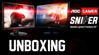 UNBOXING Monitor Gamer AOC Led 24" 1ms Full HD Freesync Widescreen G2460VQ6 - AOC
