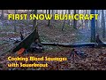 Winter Bushcraft Day Camp - First Snow - Cooking Blood Sausages with Sauerkraut