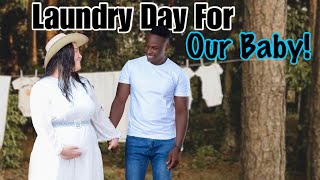 Laundry Day For Our Baby👶🏽🫧| DITL | Vlog | Maternity |Pregnancy | Clothes |Sylvia And Koree Bichanga